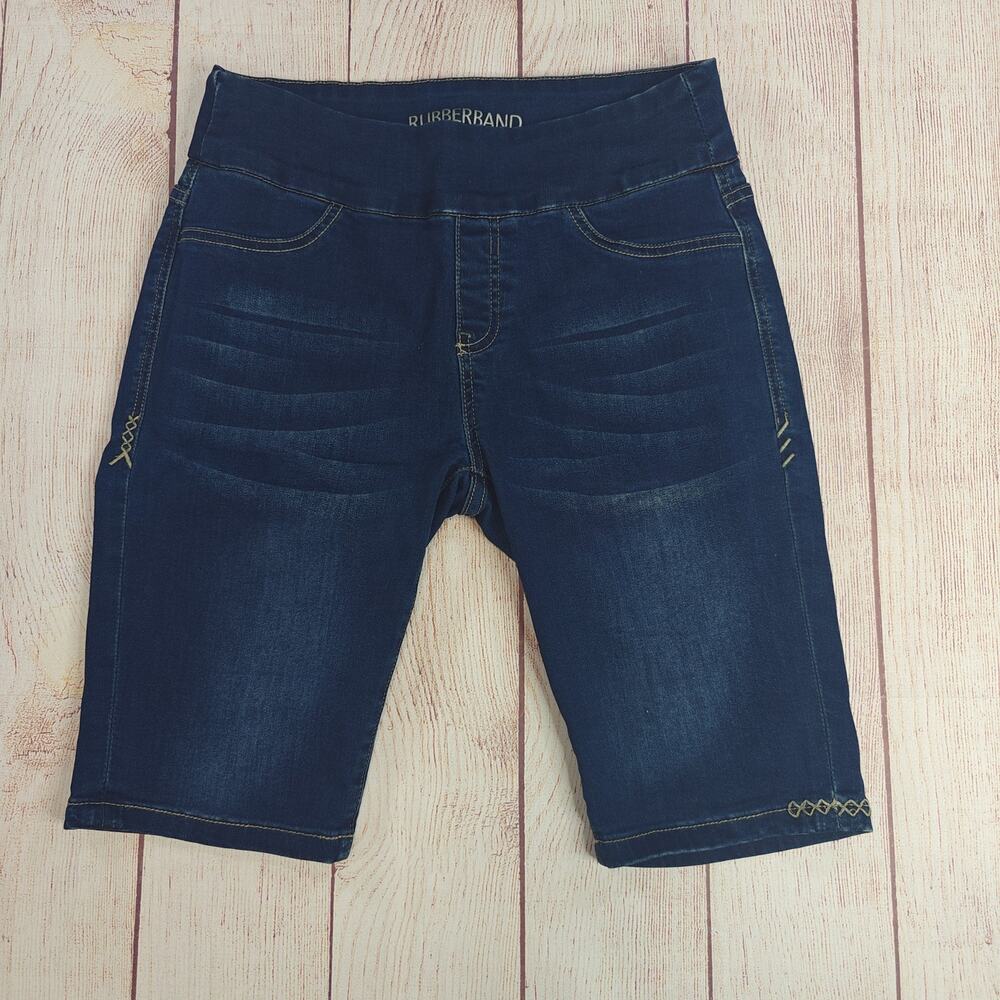 Rubberband Stretch denim Bermuda pull on shorts sz 4